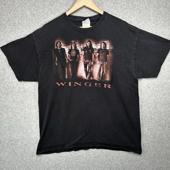 Rare Vintage Winger Band Tour Shirt Size Extra Large Black Faded Worn - Picture 1 of 8
